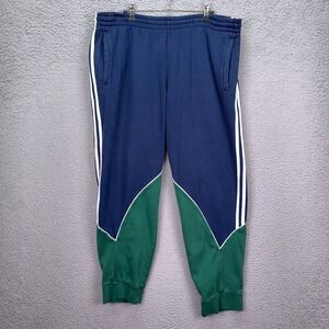 Adidas Sweatpants Mens XL Blue Green Jogger Fleece Lounge Comfort Color Block